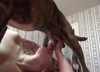 Blonde is in love with this pooch's cock