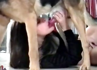 Sexy brunette sucking her lovely doggy