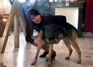 Sexy brunette sucking her lovely doggy