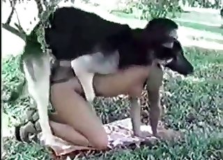 Sweet trained dog fucked her wet cunt