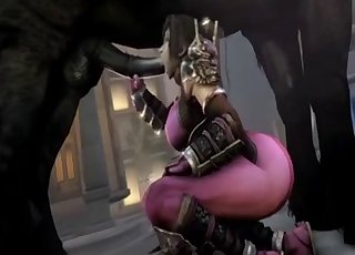 فتاة ذات مؤخرة كبيرة تداعب حصانًا معلقًا