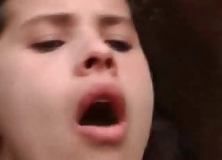 Disgruntled Latina has to drink horse cum