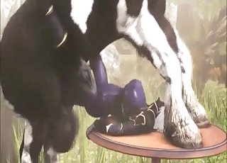 3D女王が巨大な種馬に釘付けにされる