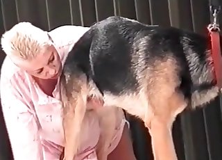 Short-haired zoophile blows a dog