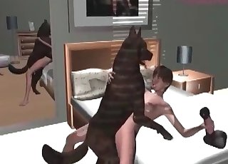 3D doggy fucking her hole in missionary pose