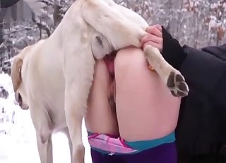 Dog fucked her big round ass from behind