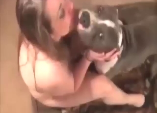 Fun-loving dog wants this MILF's tongue in dat ass