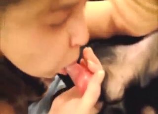 To seduce this sexy animal, she sucks its dick