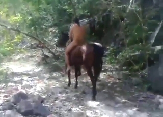 Ruining that mare's pussy in the nature, too