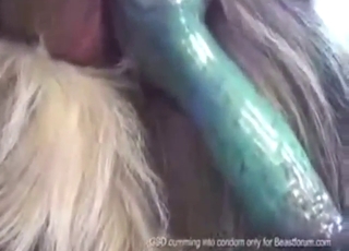 Yummy beast éjacule dans un préservatif sexy