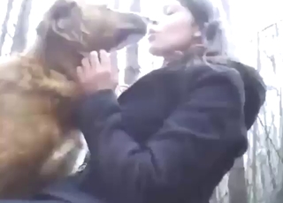 Sublime babe with around ass wants dog to lick