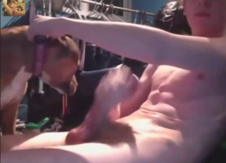18-year-old teen fucks a dog's gay throat
