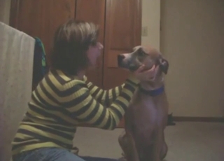 Romantic kissing session with an amateur gal