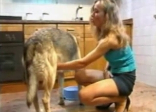 Doggy is getting a very nice handjob