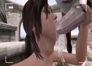 Zoophilic adventures of a big-boobed Lara Croft