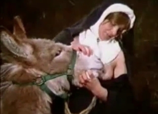 Sexy nuns are enjoying filthy bestial sex action
