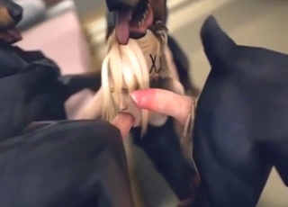 Gang-punishment scene with animated dogs