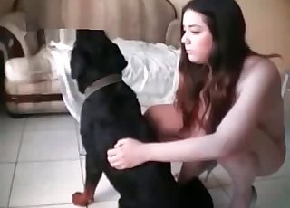 Crazy bestial sex with a good trained doggy