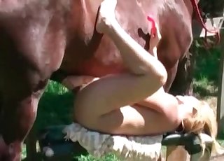 Brutal stallion is creampying her accurate snatch