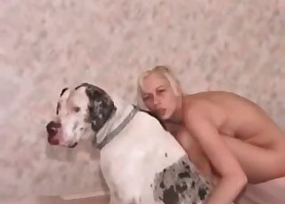 Blonde with an amazing assets and dog dick lust