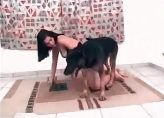 She gives her fuck holes to a dog