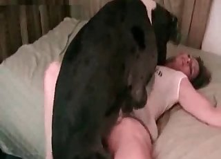 La sua figa scopata da un grosso cane