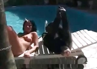 Naked zoo superslut and her monkey