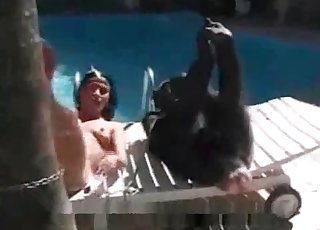 Naked zoo superslut and her monkey