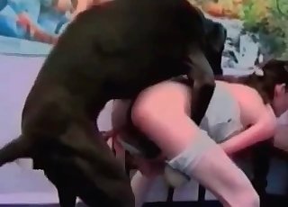 Big Doberman penetrates her twat