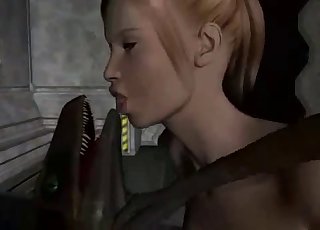 3D blonde fucks some alien dinosaur