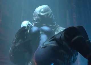 Gorgeous busty doll fucked by 3D beast