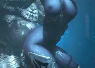 Gorgeous busty doll fucked by 3D beast