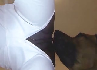 Black babe fucked hard by huge doggy