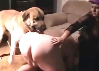 Fat MILF seducing her naughty dog